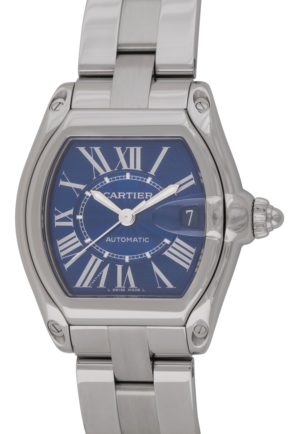 Cartier Roadster W62048V3 SOLD OUT electric blue sunray dial on Stainless Steel Bracelet