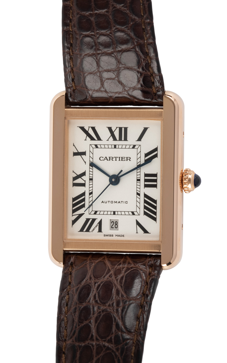 Cartier Tank Solo XL W5200026 18K Rose Gold Mens Watch Box Papers