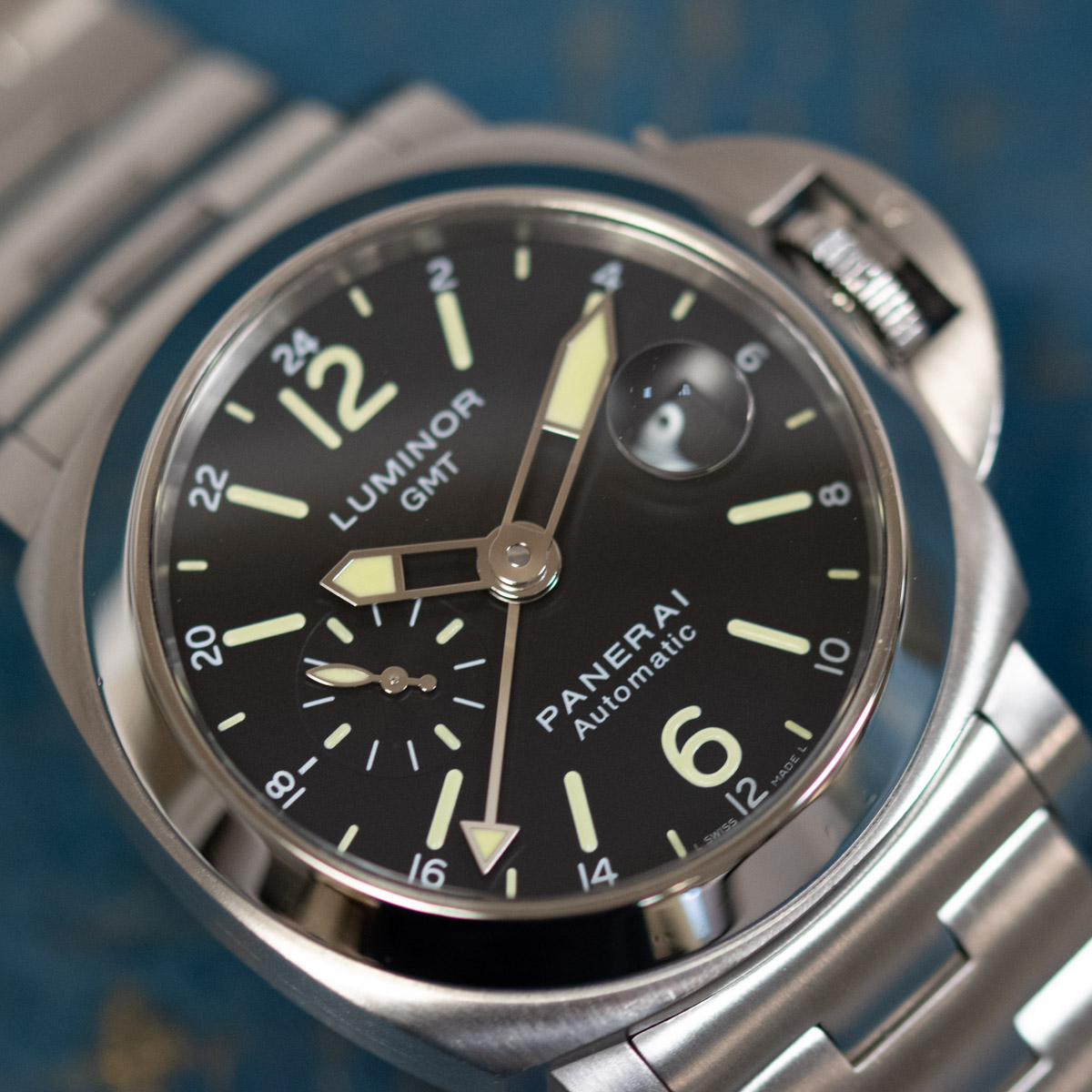 Panerai Luminor GMT PAM 297 SOLD OUT black dial on Stainless Steel Bracelet