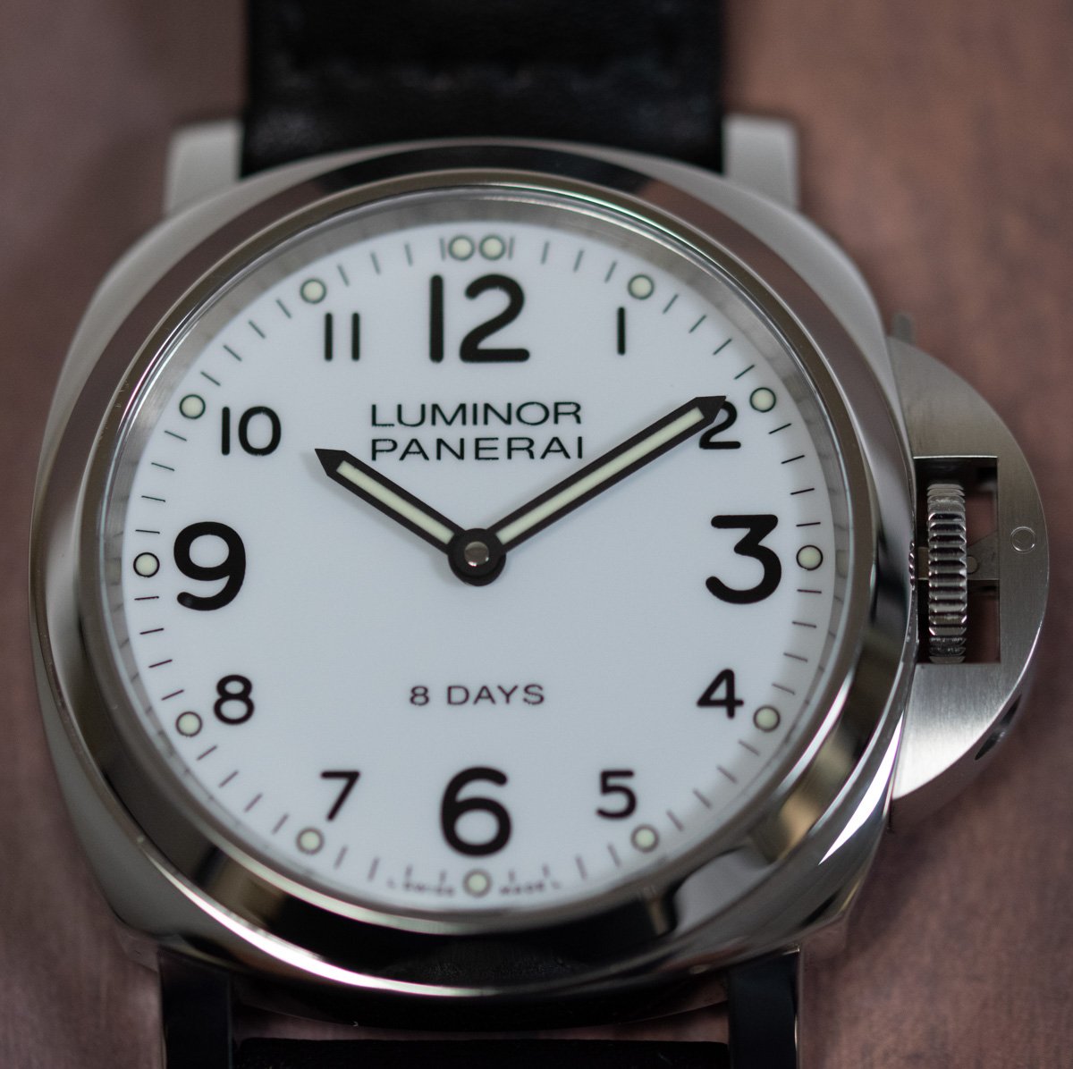 Panerai Luminor Base 8 days 44mm PAM 561 SOLD OUT white dial on black leather strap