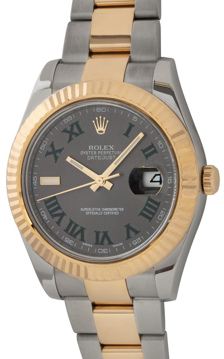 Rolex Datejust II 116333 Steel & Gold Grey Green Dial