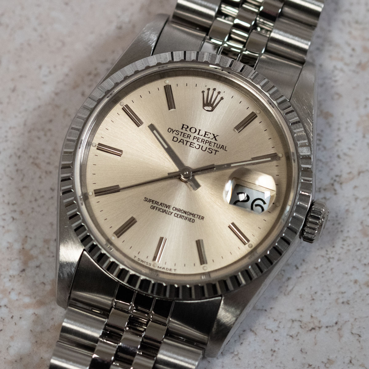 Rolex Datejust : 16220 silver dial on Jubilee Bracelet