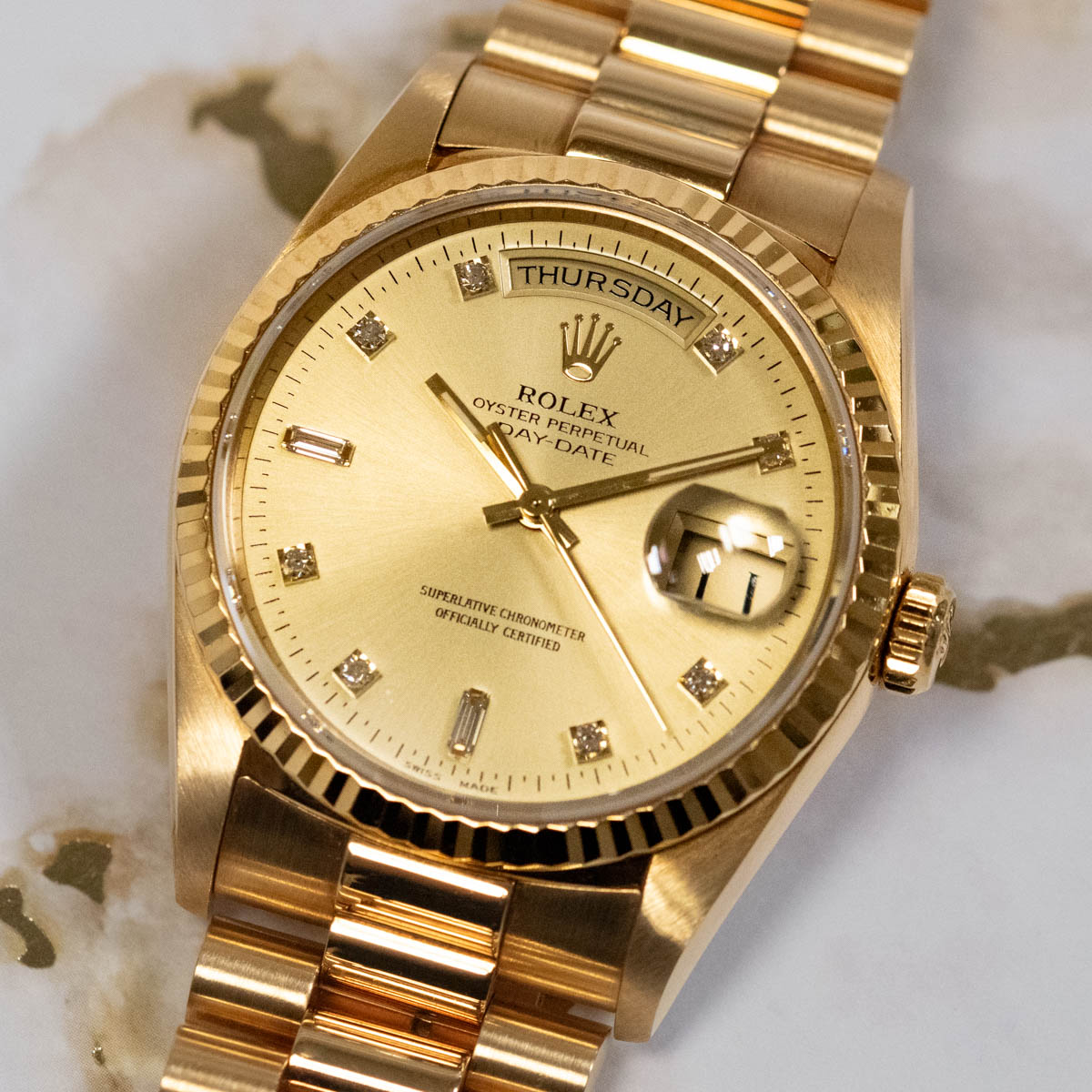 Rolex Day-Date President : 18238 Diamond champagne dial