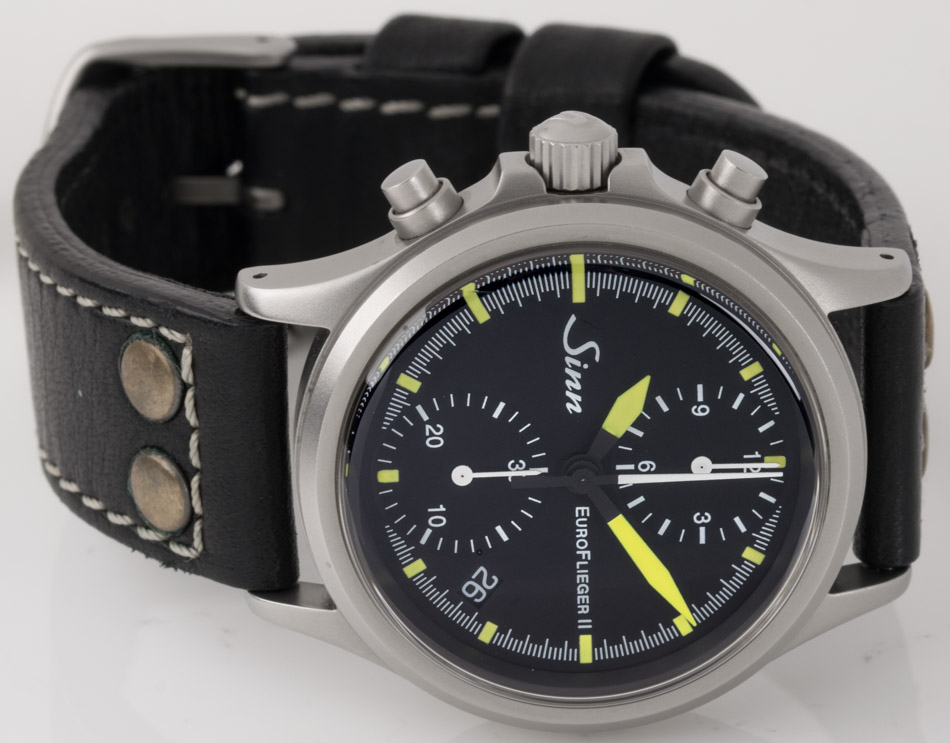 Sinn 356 Euro Flieger II 356.5875 SOLD OUT black dial on black leather strap